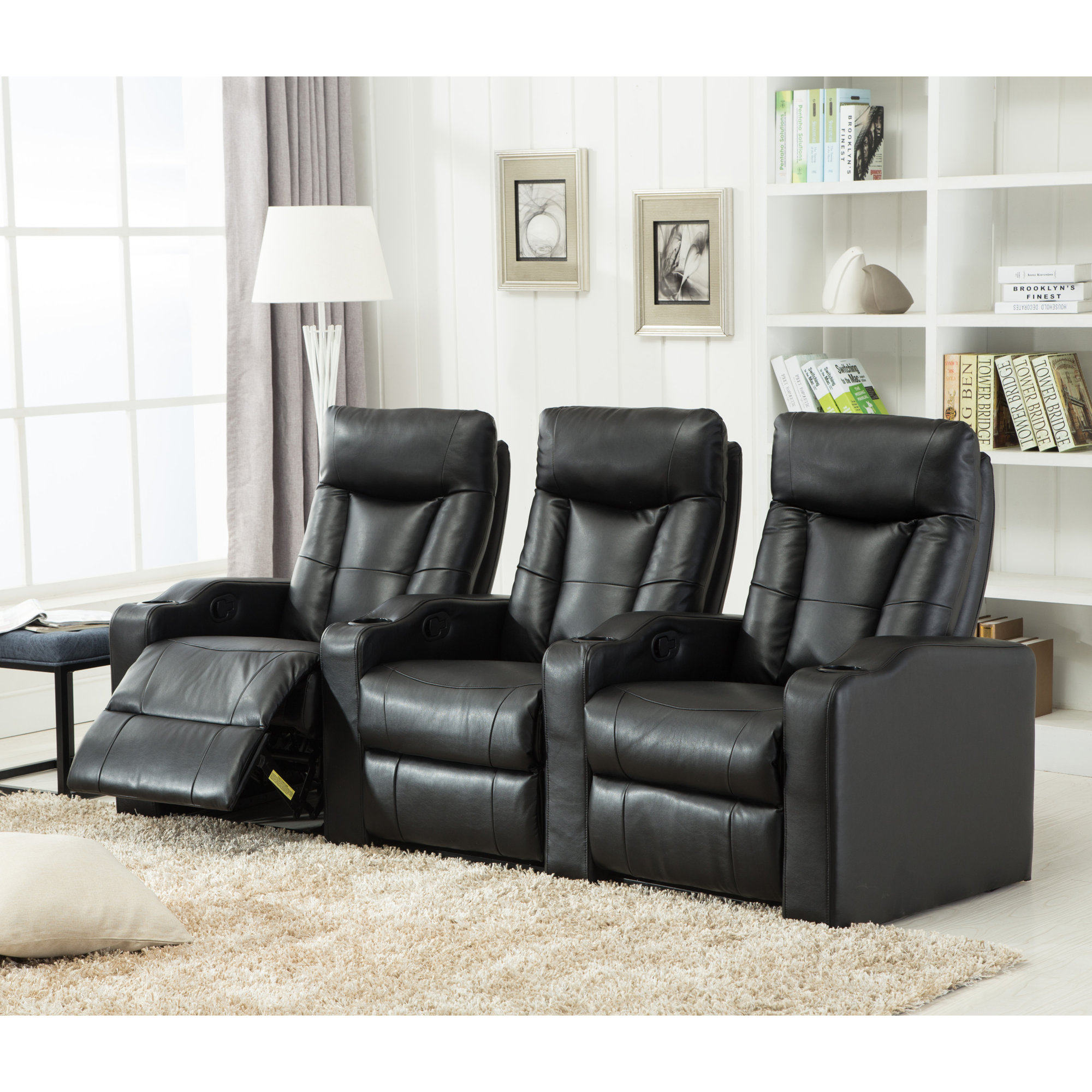 Living In Style Priscilla Gel Reclining Leather Home Theater Sofa